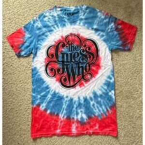 LKWD The Guess Who Tie Dye Short Sleeve T Shirt Red/White/Blue Size Small NWOT